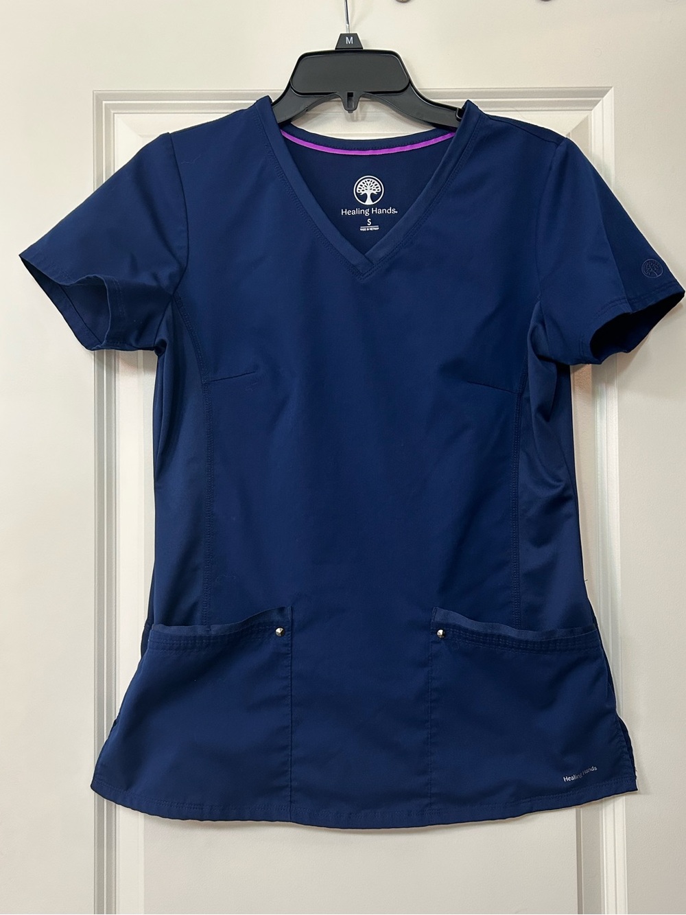 Healing Hands Navy Blue Scrub Top